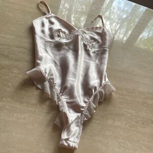 Elegant Boudoir Dusty Pink Chemise Cami Satin Bodysuit Feminine